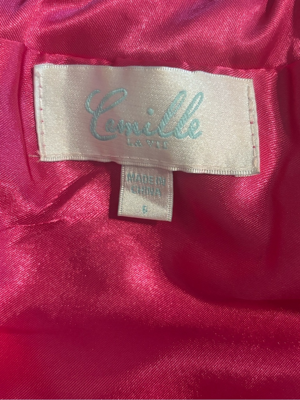 Camille La Vie Beaded Halter Formal Dress | Hot Pink/Fuschia | Size 6 - Picture 4 of 9